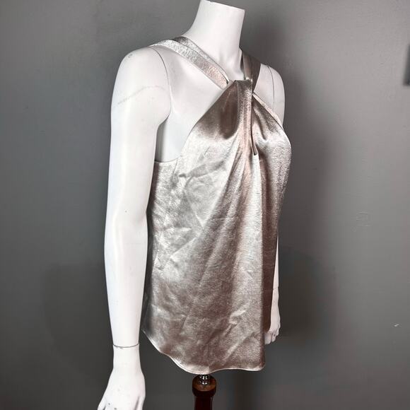 Ramy Brook Top Medium Halter Metallic Gold Dressy Glam - Picture 2 of 12